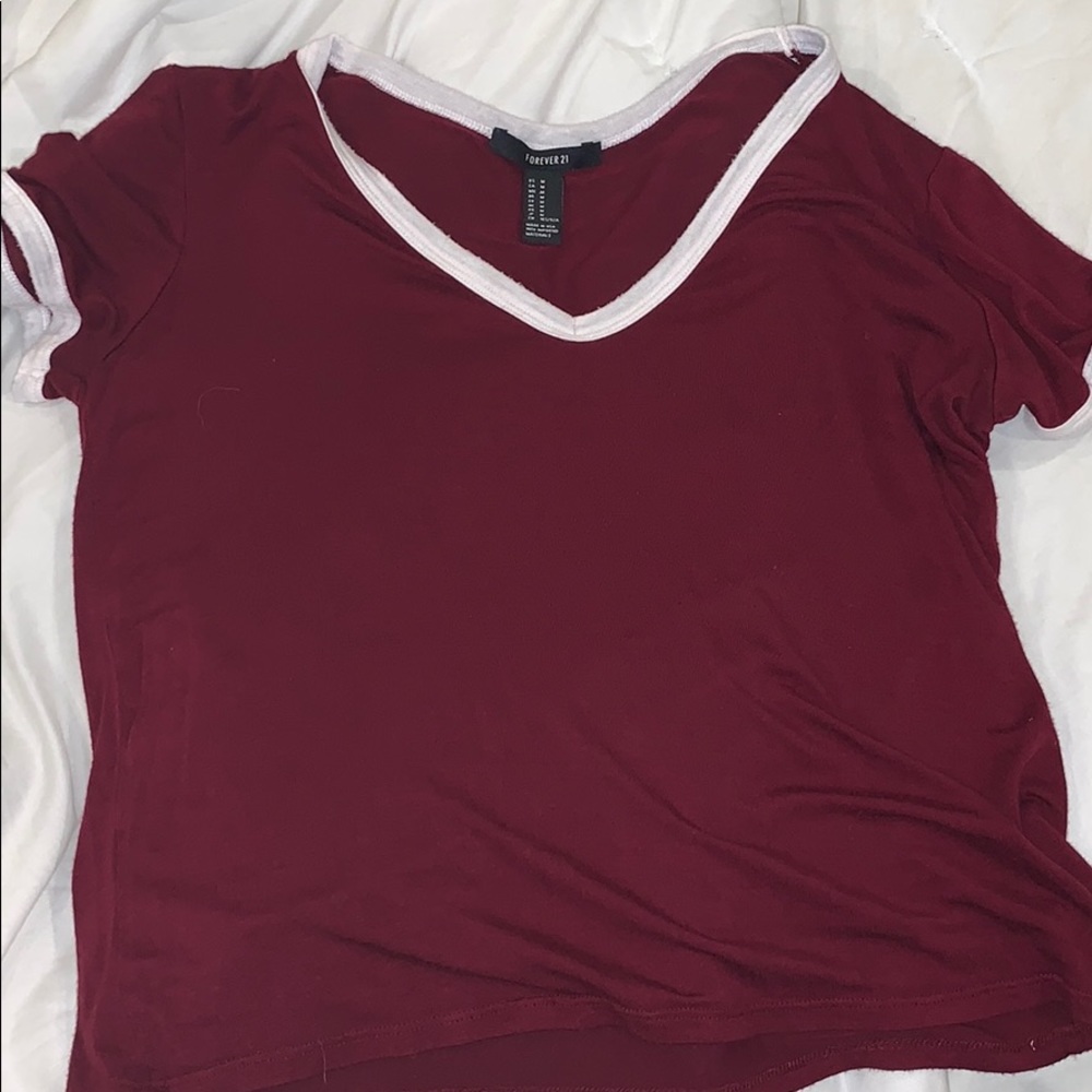 Forever 21 red shirt w/ white sleeves and neckline